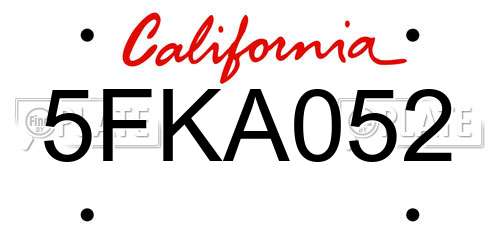 5FKA052 California License Plate