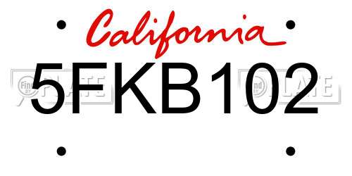 5FKB102 California License Plate