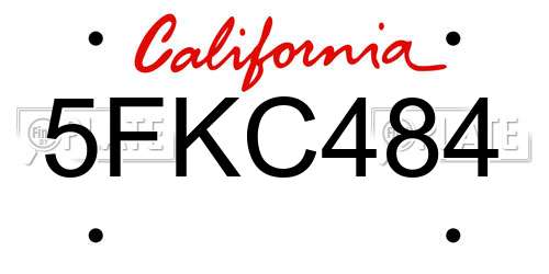 5FKC484 California License Plate