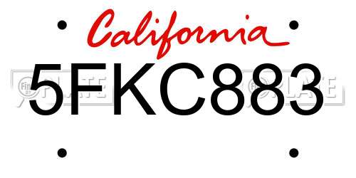 5FKC883 California License Plate