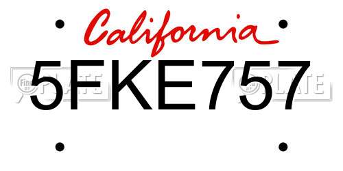 5FKE757 California License Plate