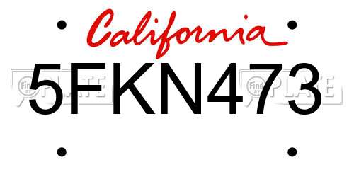 5FKN473 California License Plate