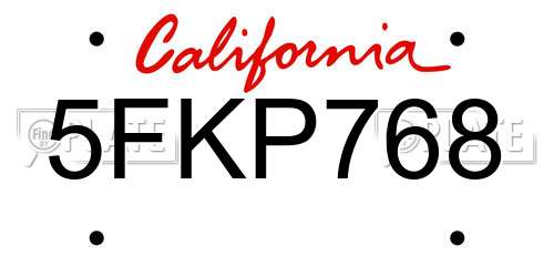 5FKP768 California License Plate