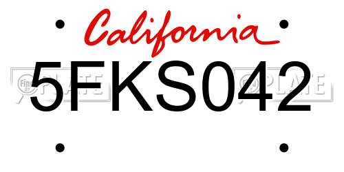 5FKS042 California License Plate