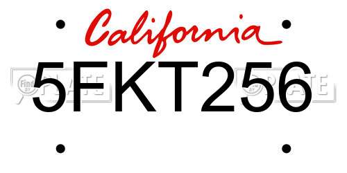 5FKT256 California License Plate