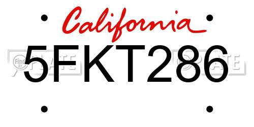 5FKT286 California License Plate