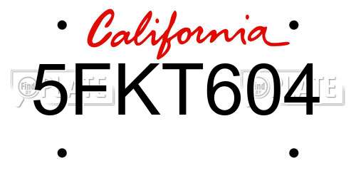 5FKT604 California License Plate
