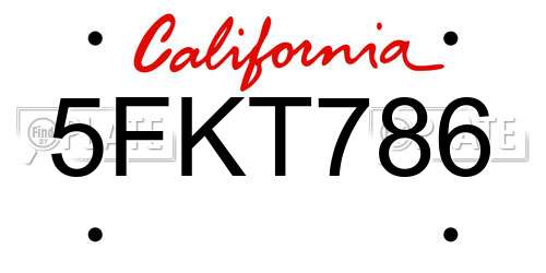 5FKT786 California License Plate