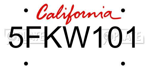 5FKW101 California License Plate