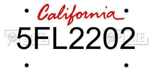 5FL2202 California License Plate