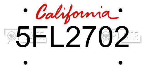 5FL2702 California License Plate