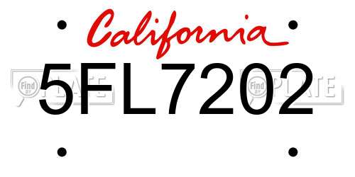 5FL7202 California License Plate