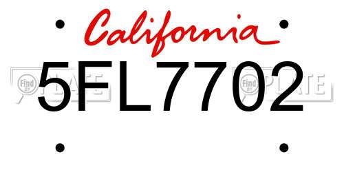 5FL7702 California License Plate