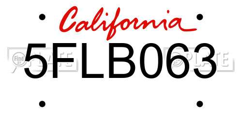 5FLB063 California License Plate