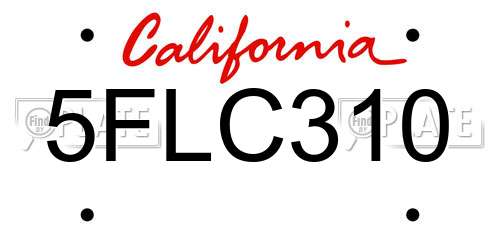 5FLC310 California License Plate