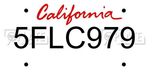 5FLC979 California License Plate