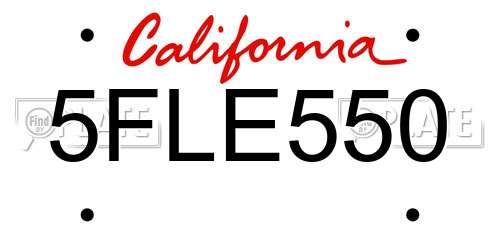 5FLE550 California License Plate