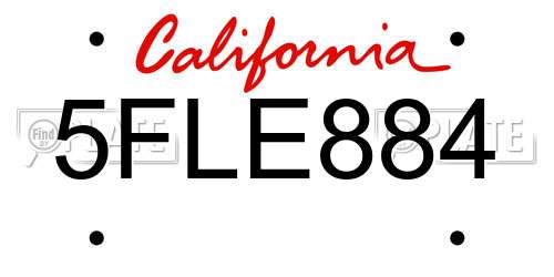 5FLE884 California License Plate