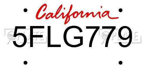 5FLG779 California License Plate