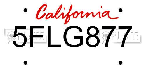 5FLG877 California License Plate