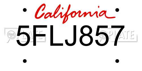5FLJ857 California License Plate