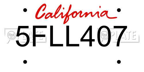 5FLL407 California License Plate