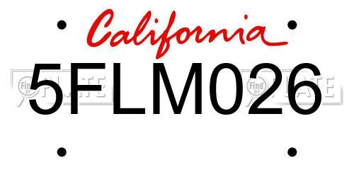 5FLM026 California License Plate