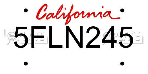 5FLN245 California License Plate