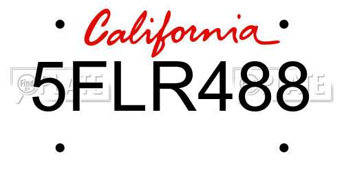 5FLR488 California License Plate