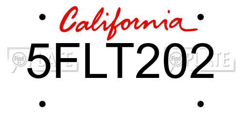 5FLT202 California License Plate