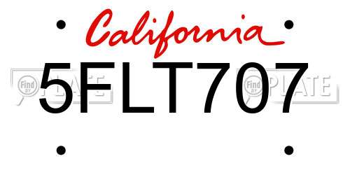 5FLT707 California License Plate