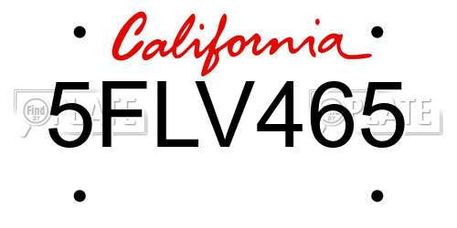 5FLV465 California License Plate