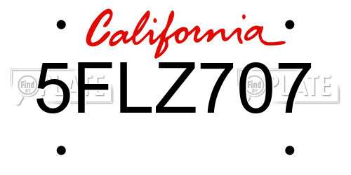5FLZ707 California License Plate