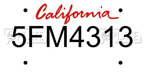 5FM4313 California License Plate