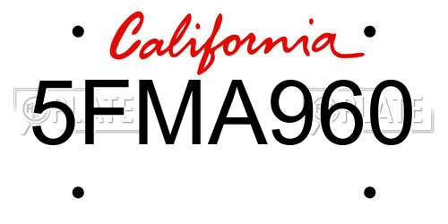 5FMA960 California License Plate