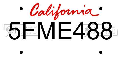 5FME488 California License Plate