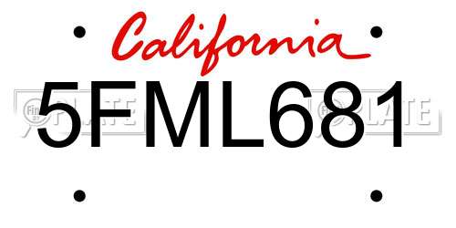5FML681 California License Plate