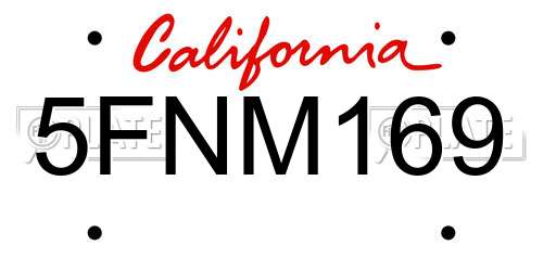 5FNM169 California License Plate