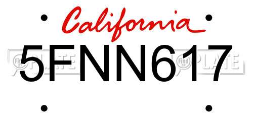 5FNN617 California License Plate