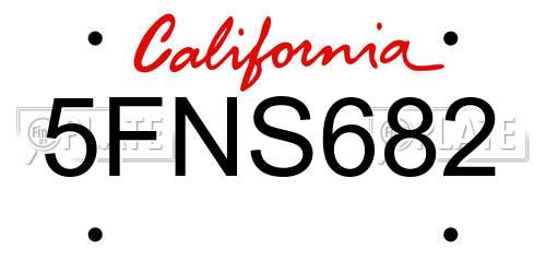 5FNS682 California License Plate
