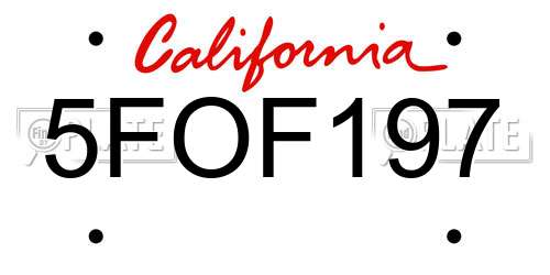 5FOF197 California License Plate