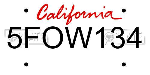 5FOW134 California License Plate
