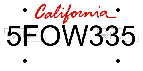 5FOW335 California License Plate