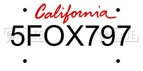 5FOX797 California License Plate