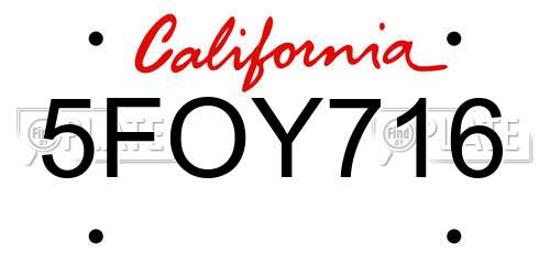 5FOY716 California License Plate