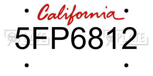 5FP6812 California License Plate