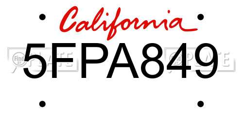 5FPA849 California License Plate