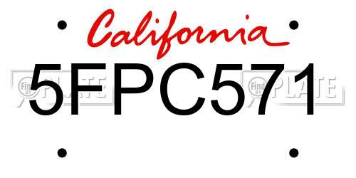 5FPC571 California License Plate
