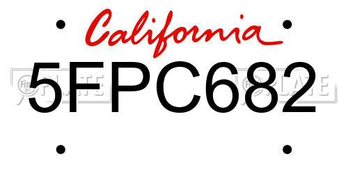 5FPC682 California License Plate