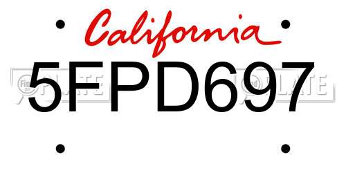 5FPD697 California License Plate